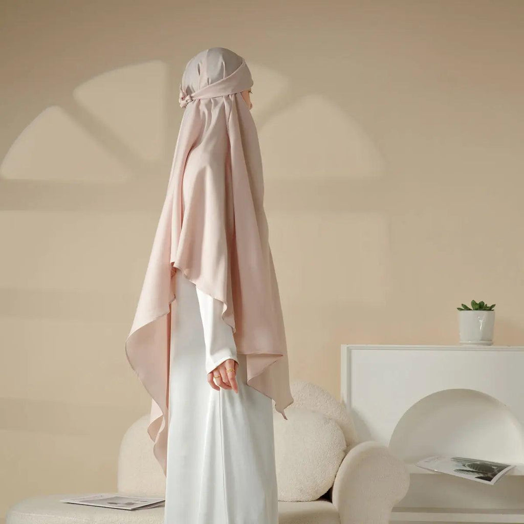 Mariam's Collection MK001 Niqab Attached 1-Layer Nida Plain Khimar — lifestyle worn / used context