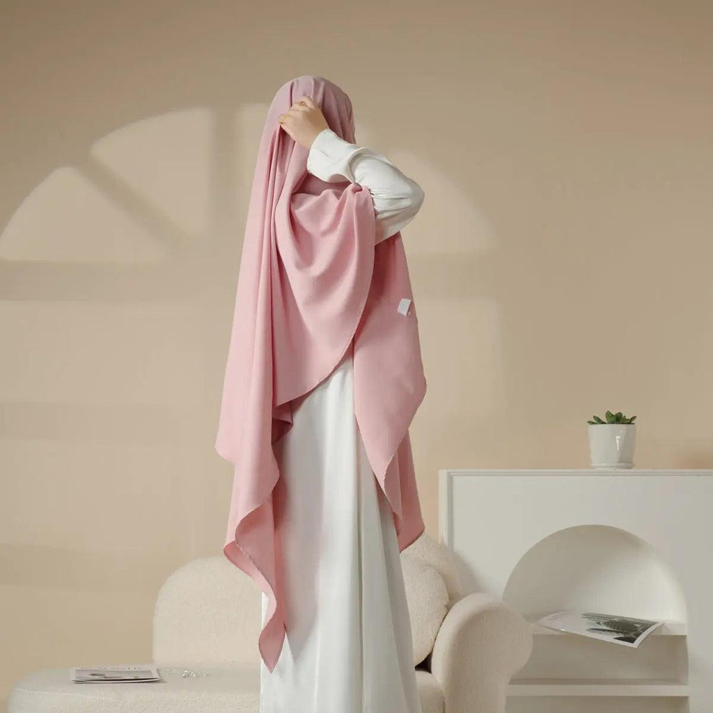 Mariam's Collection MK001 Niqab Attached 1-Layer Nida Plain Khimar — detail shot 6