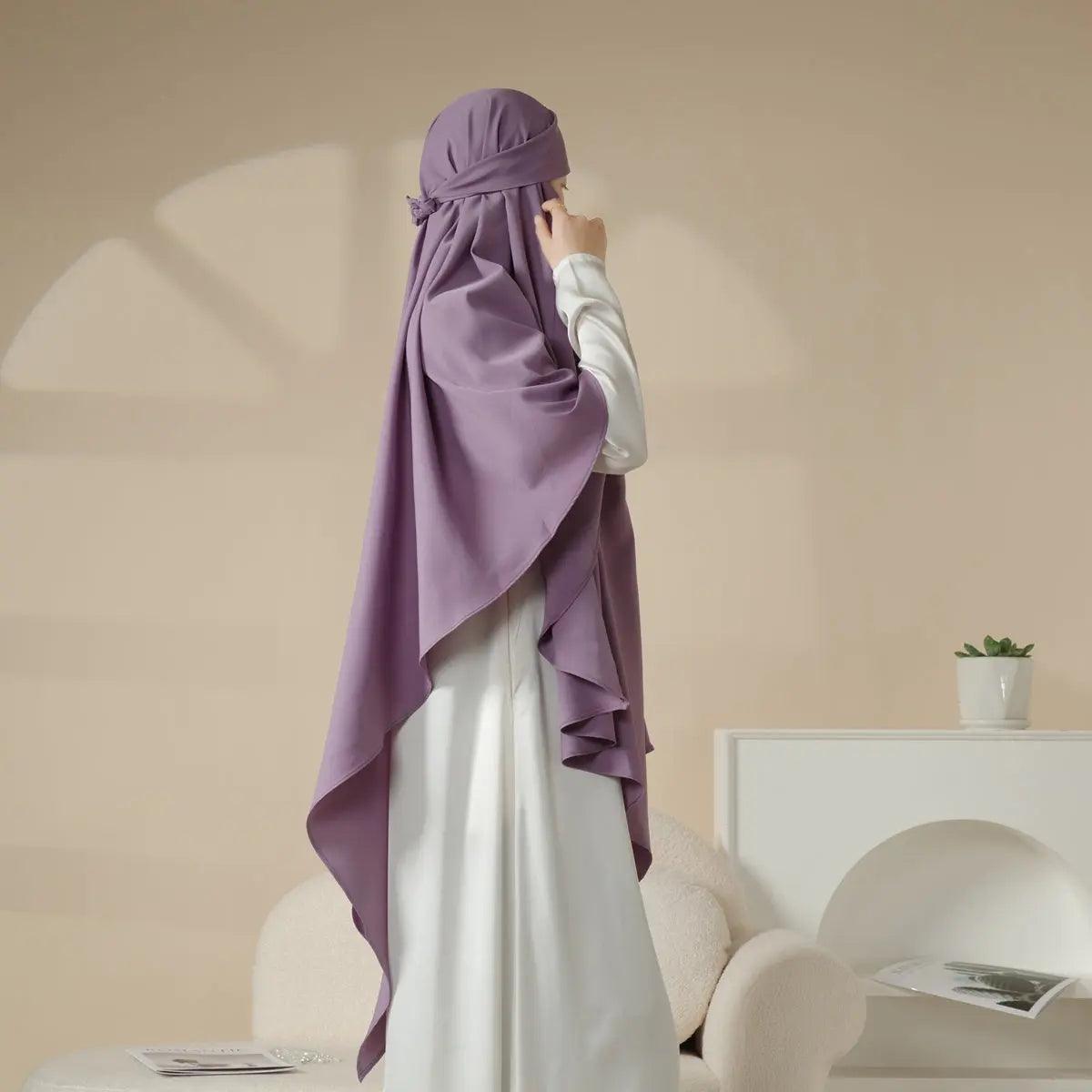 Mariam's Collection MK001 Niqab Attached 1-Layer Nida Plain Khimar — detail shot 7