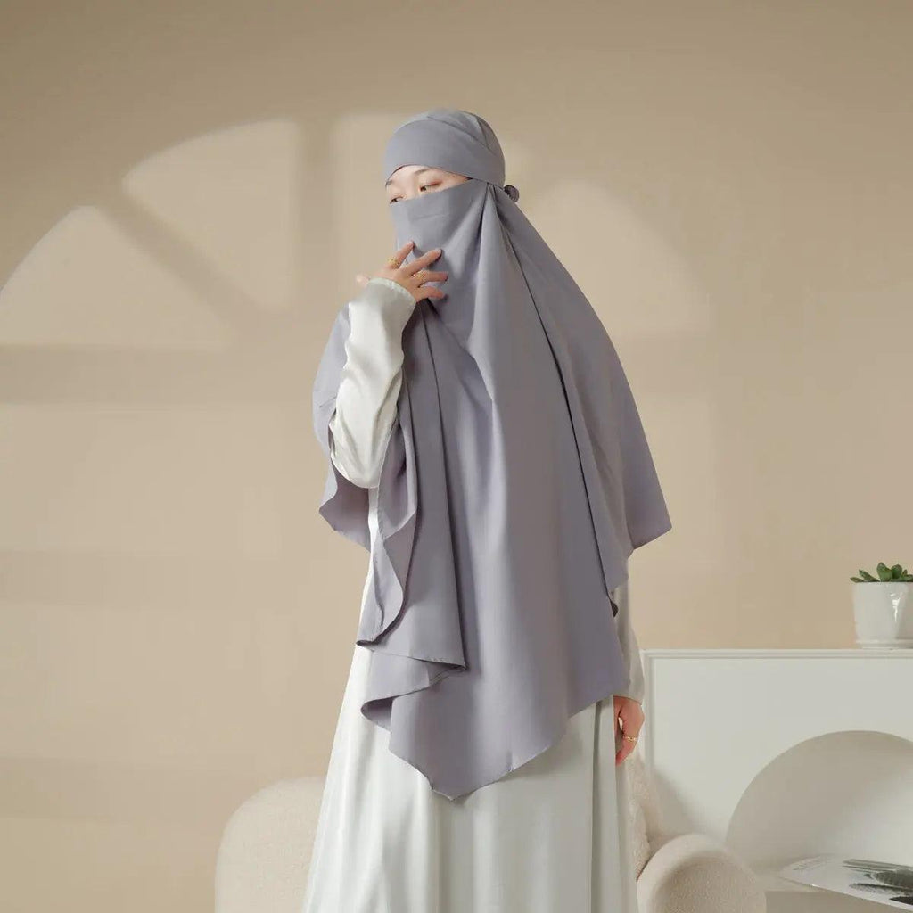 Mariam's Collection MK001 Niqab Attached 1-Layer Nida Plain Khimar — fabric or material detail