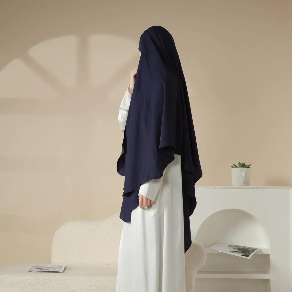 Mariam's Collection MK001 Niqab Attached 1-Layer Nida Plain Khimar — detail shot 8