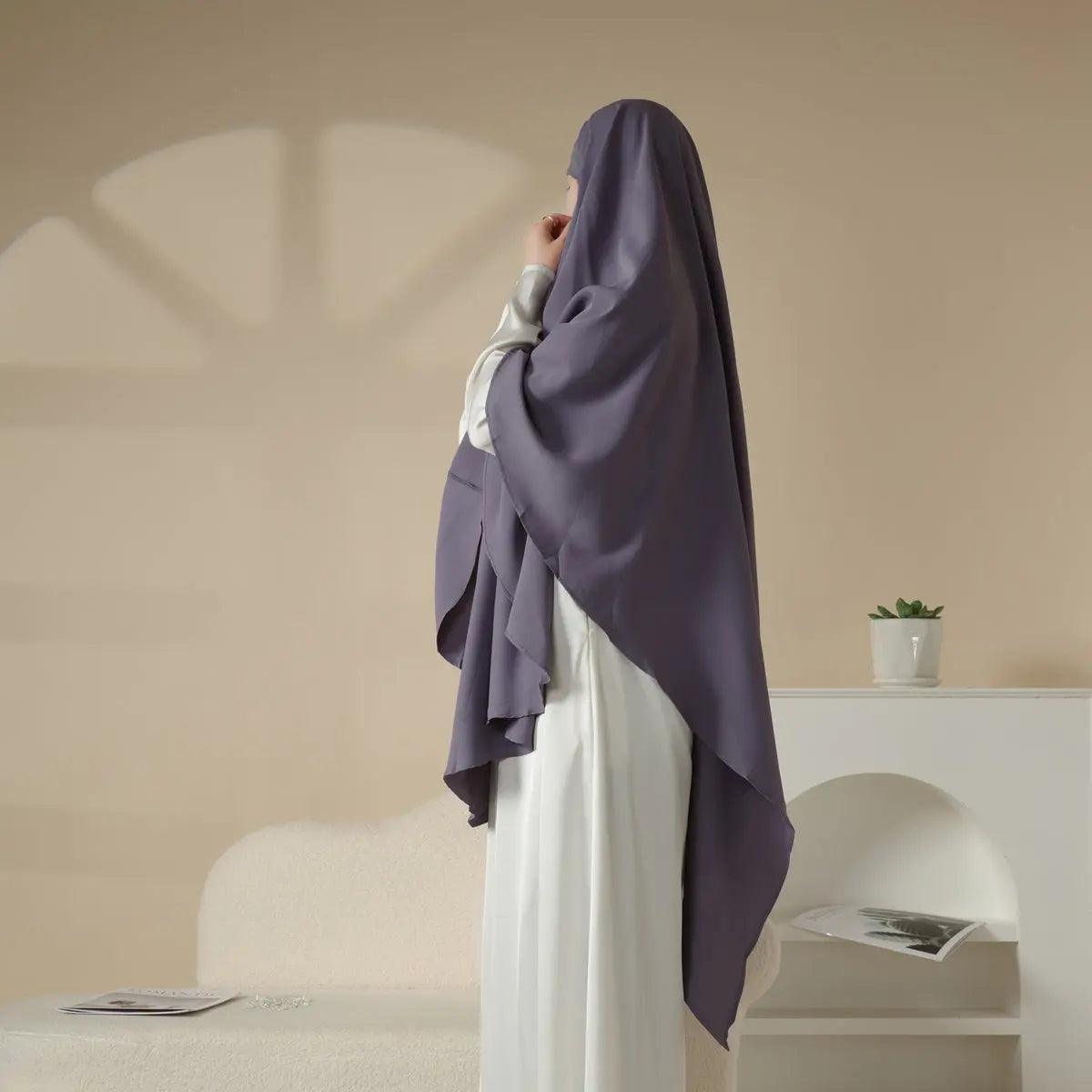 Mariam's Collection MK001 Niqab Attached 1-Layer Nida Plain Khimar — feature highlight
