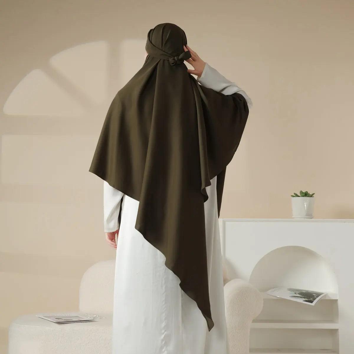 Mariam's Collection MK001 Niqab Attached 1-Layer Nida Plain Khimar — comparison shot