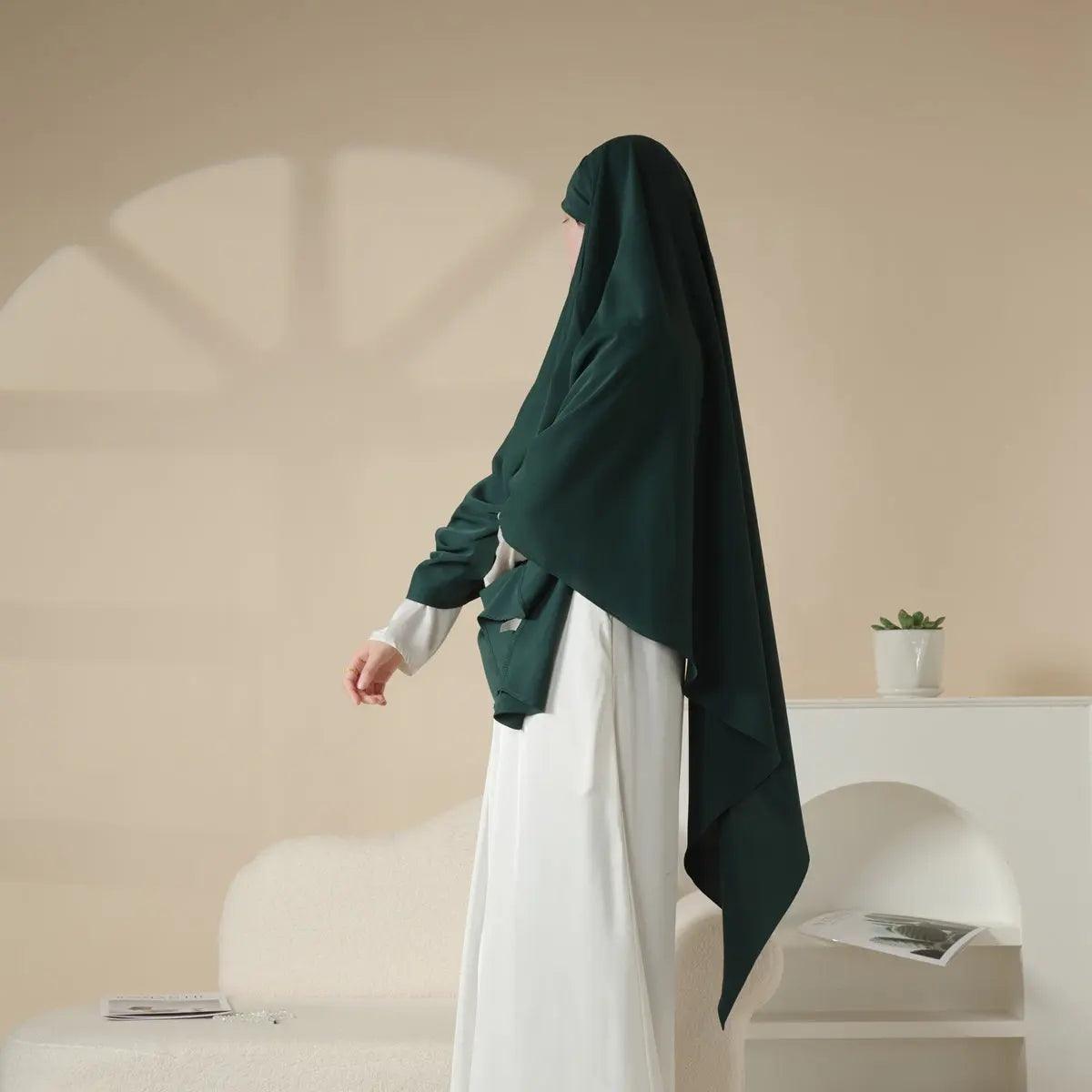 Mariam's Collection MK001 Niqab Attached 1-Layer Nida Plain Khimar — detail shot 10