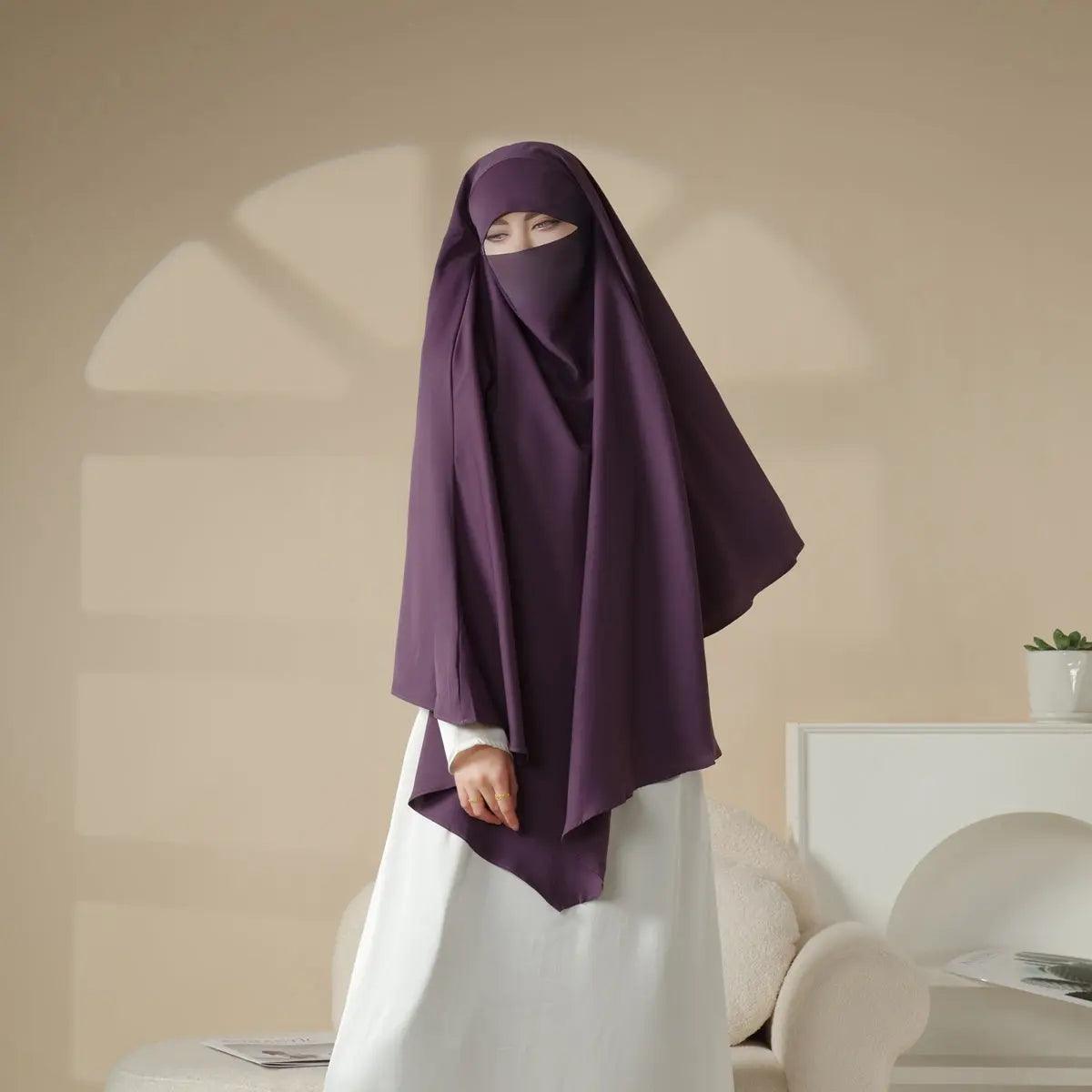 Mariam's Collection MK001 Niqab Attached 1-Layer Nida Plain Khimar — main product shot