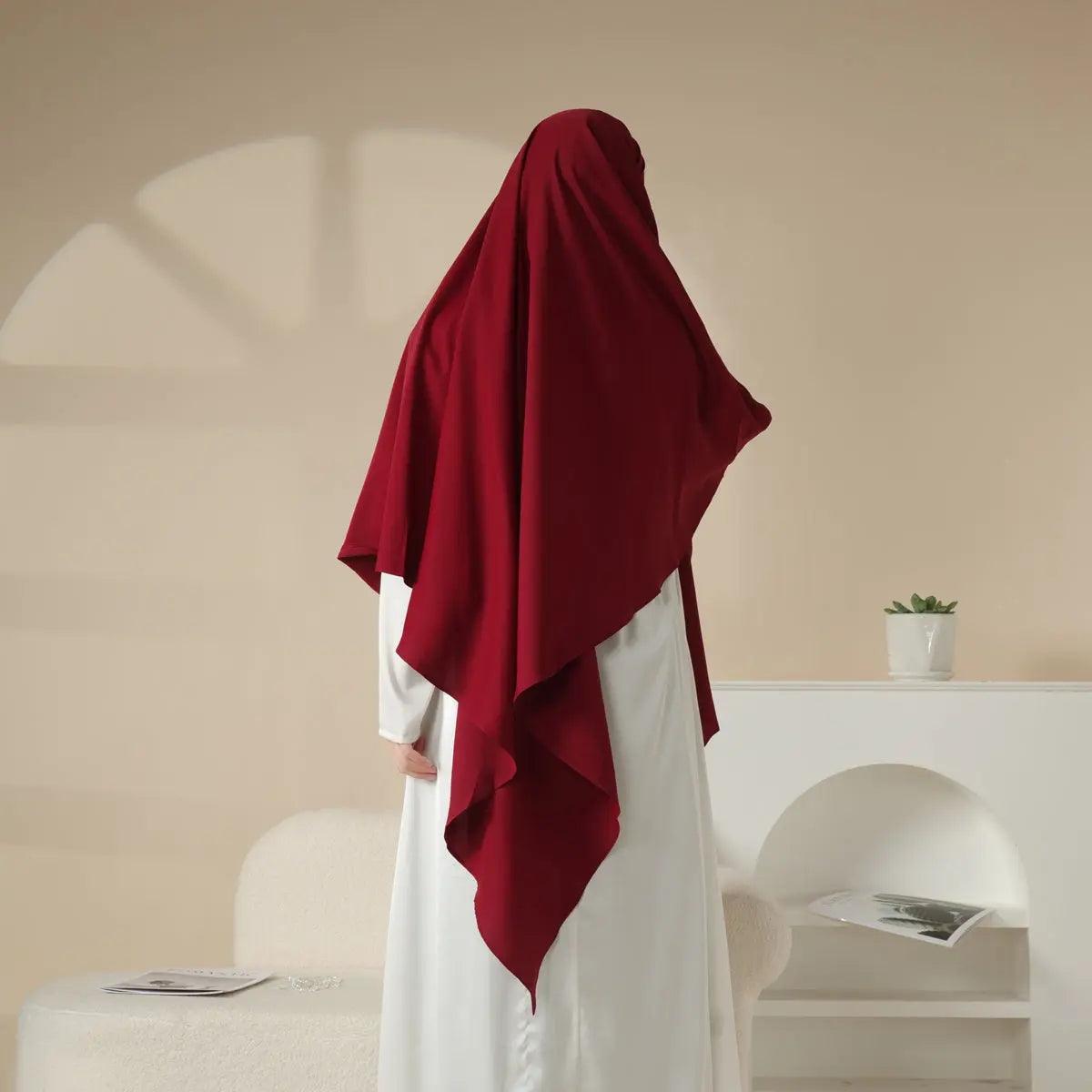 Mariam's Collection MK001 Niqab Attached 1-Layer Nida Plain Khimar — flat-lay composition