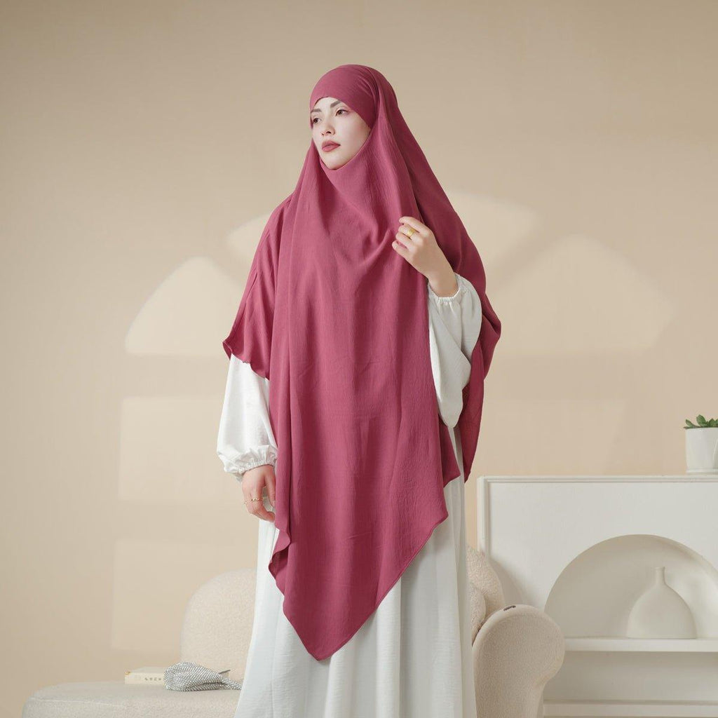 Mariam's Collection MK005 Crepe One Layer Khimar — flat-lay composition