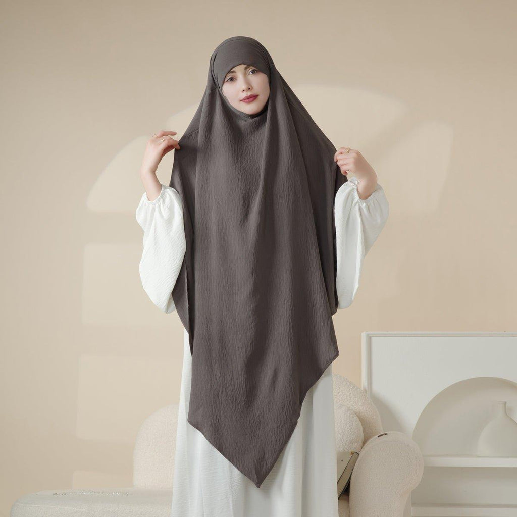 Mariam's Collection MK005 Crepe One Layer Khimar — Mariam's Collection branding close-up