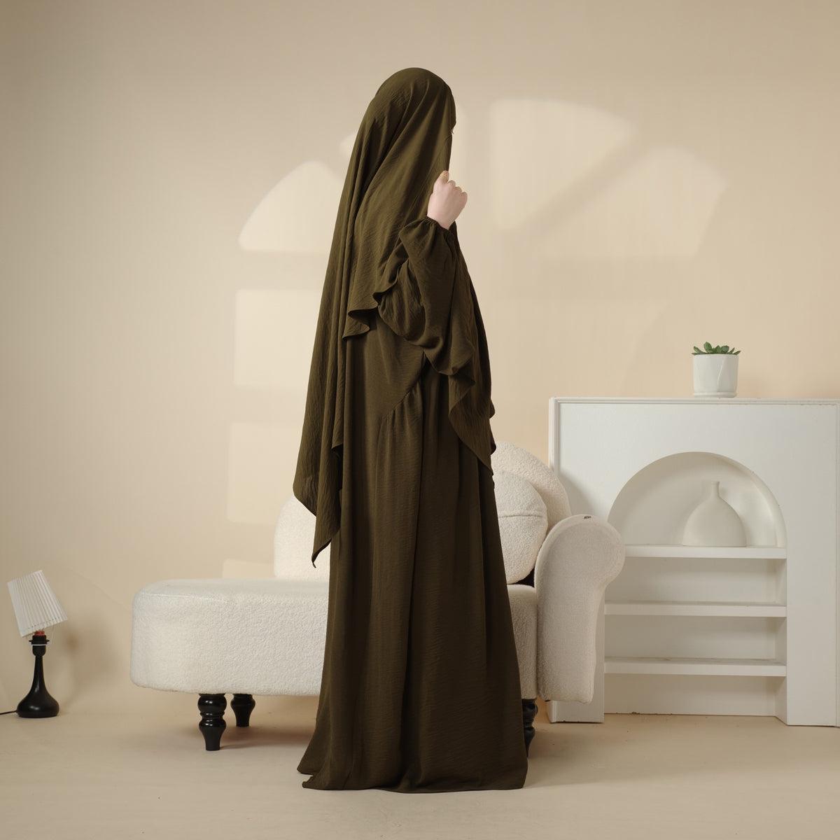 Mariam's Collection Mariam's Collection Elegant 2-Piece Crepe Abaya & Khimar Set (MK008) — back view