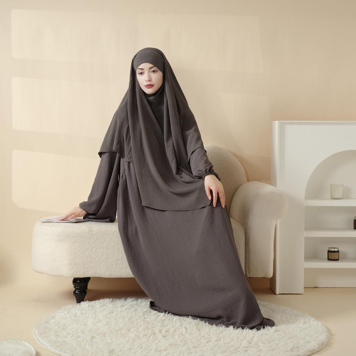 Mariam's Collection Elegant 2-Piece Crepe Abaya & Khimar Set (MK008) — construction detail