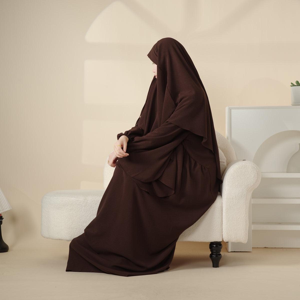 Mariam's Collection Elegant 2-Piece Crepe Abaya & Khimar Set (MK008) — lifestyle worn / used context