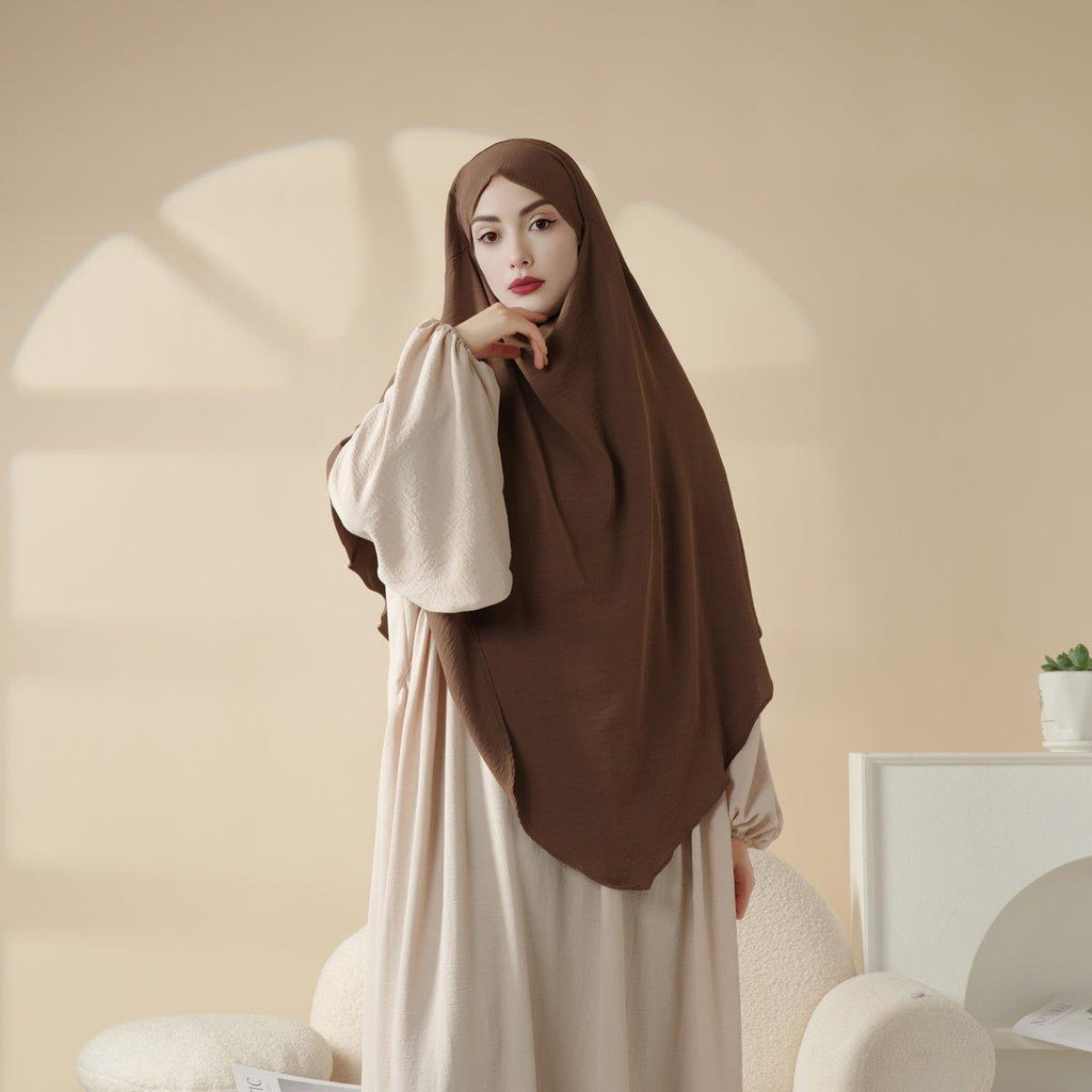 Mariam's Collection New Two-Layer Crepe Khimar (MK010) — product on model