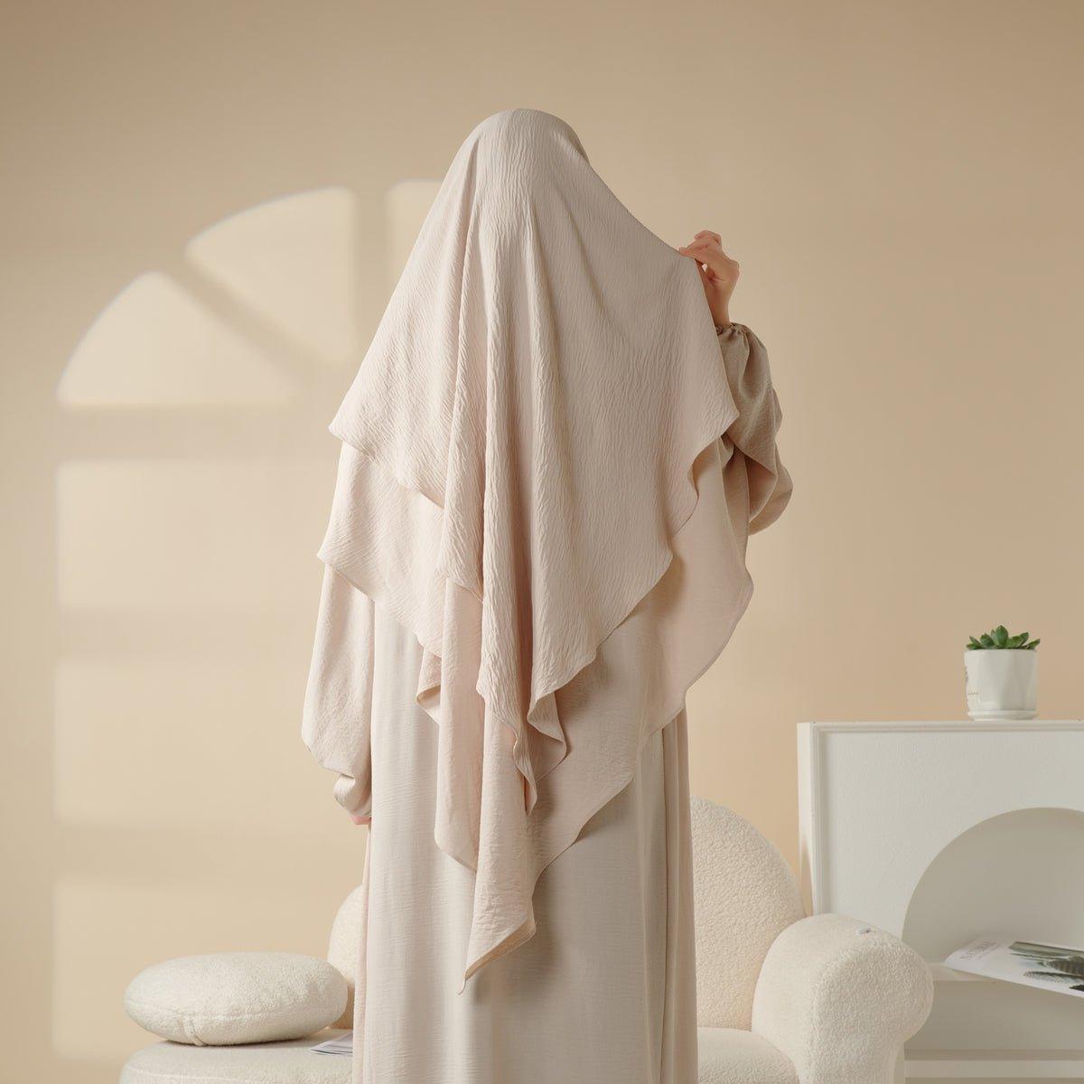 Mariam's Collection New Two-Layer Crepe Khimar (MK010) — Mariam's Collection branding close-up