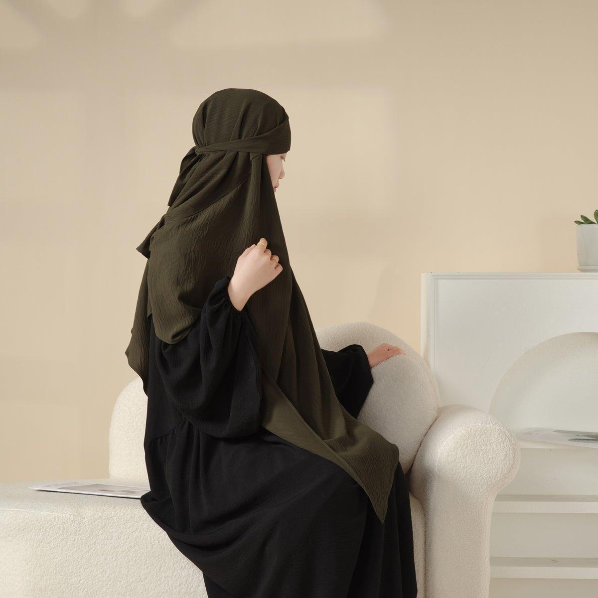 Mariam's Collection Mariam's Collection MK011  Stunning Two-Layer Crepe Khimar — product on model