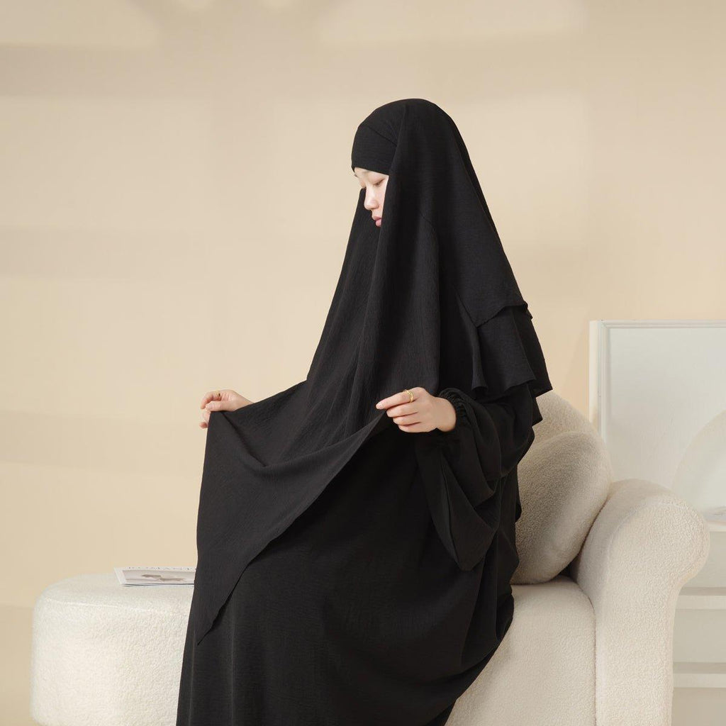 Mariam's Collection MK011  Stunning Two-Layer Crepe Khimar — construction detail