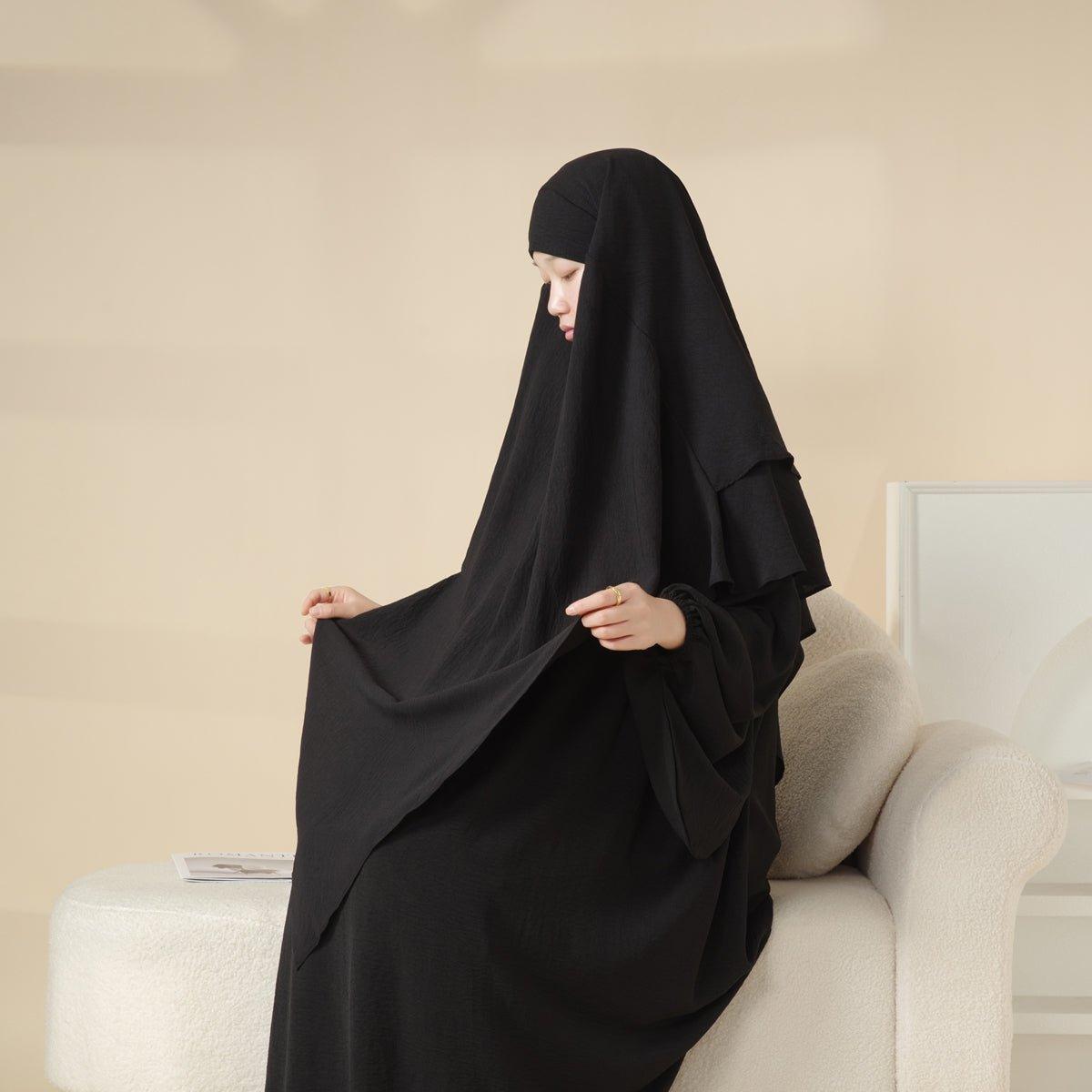 Mariam's Collection MK011  Stunning Two-Layer Crepe Khimar — construction detail