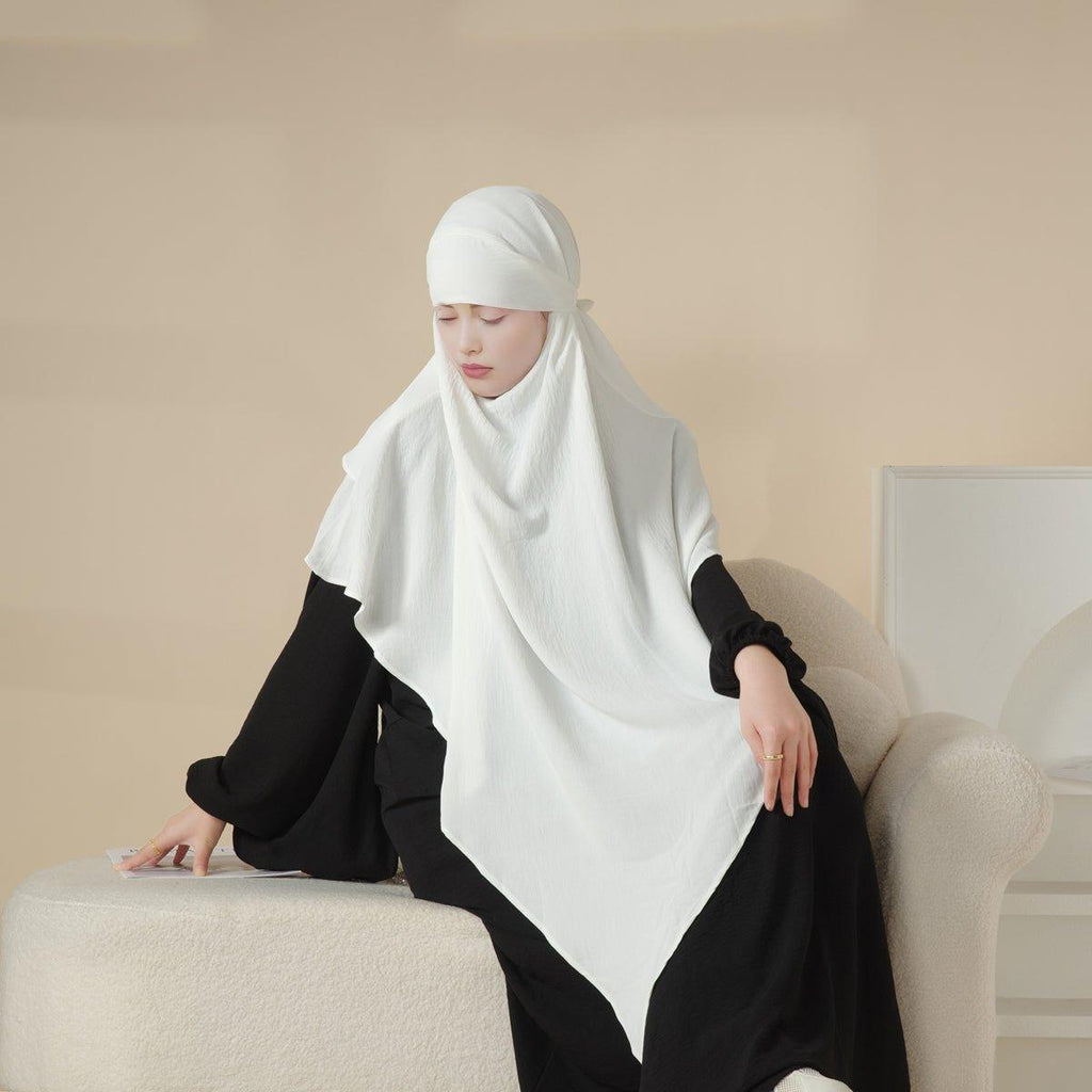 Mariam's Collection MK011  Stunning Two-Layer Crepe Khimar — lifestyle worn / used context
