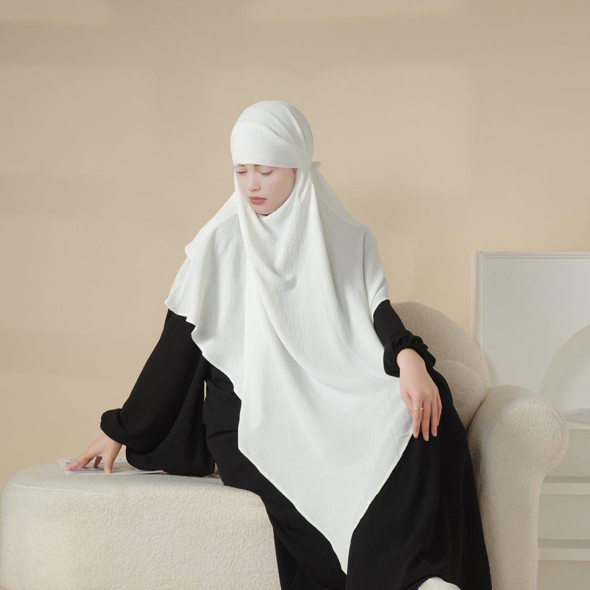 Mariam's Collection MK011  Stunning Two-Layer Crepe Khimar — lifestyle worn / used context