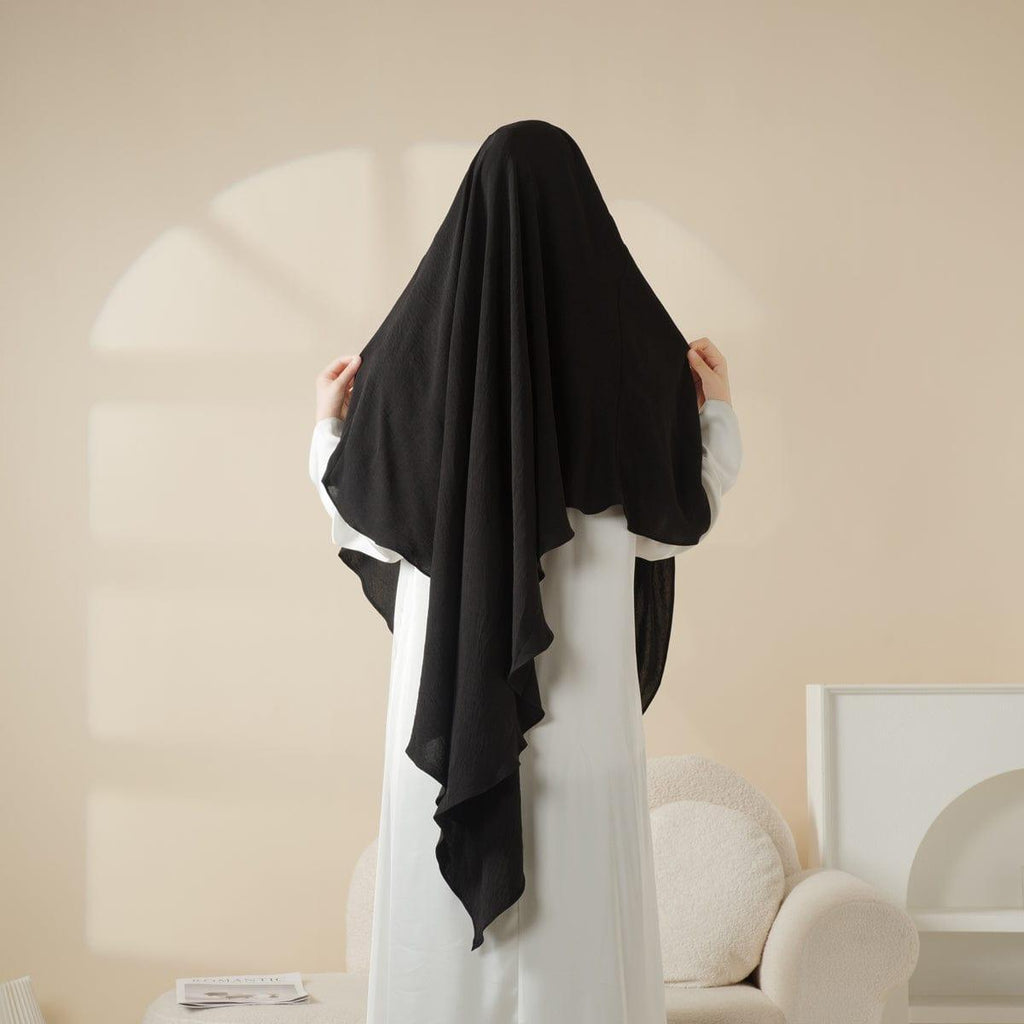 Mariam's Collection Comfort Crepe One Layer Khimar (MK014) — Mariam's Collection branding close-up