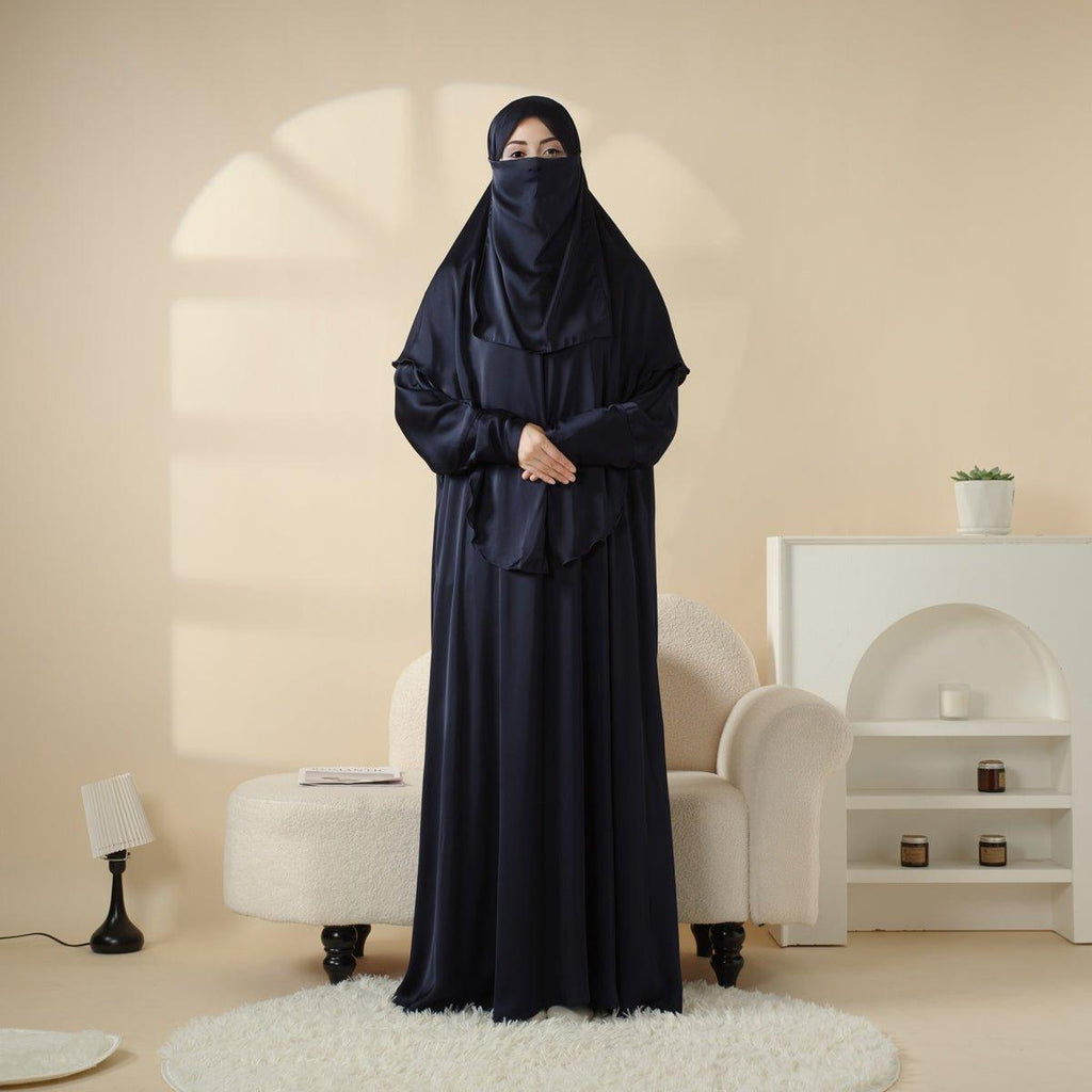 Mariam's Collection Abaya With Niqab and Khimar | Satin Niqab Khimar and Abaya (MK016) — construction detail