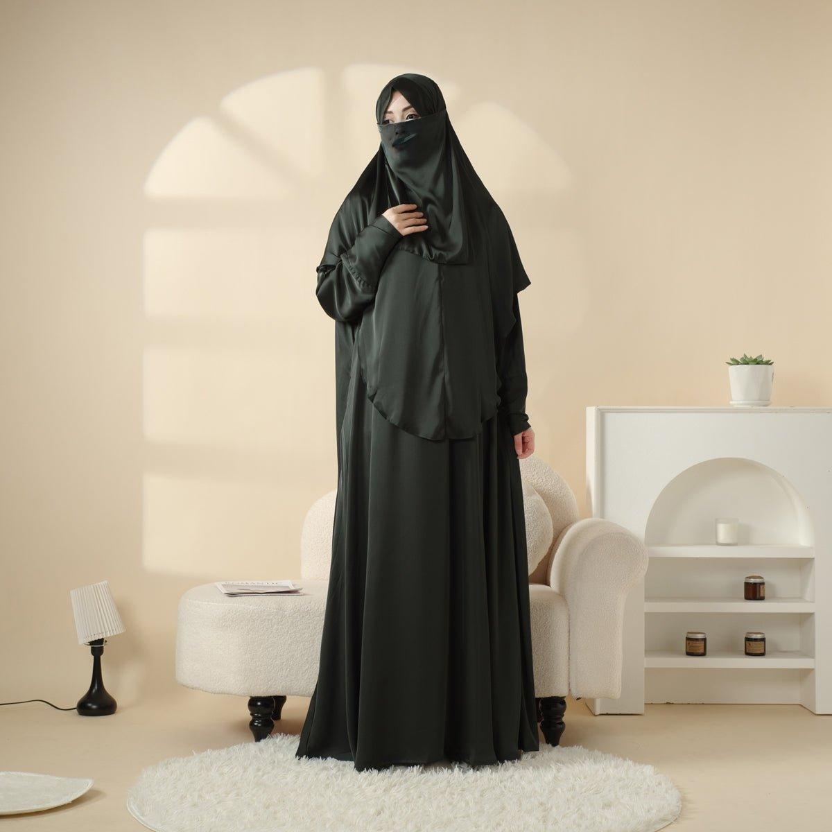 Mariam's Collection Abaya With Niqab and Khimar | Satin Niqab Khimar and Abaya (MK016) — lifestyle worn / used context