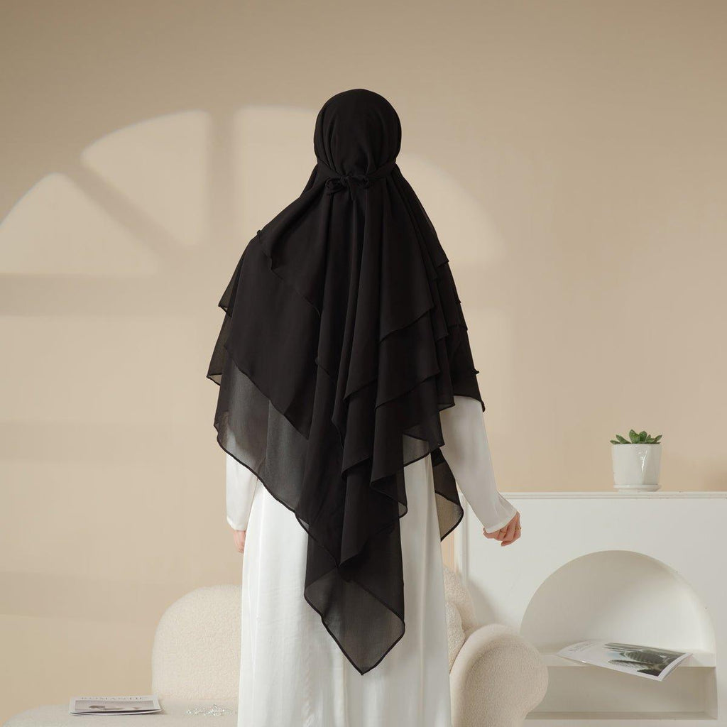 Mariam's Collection Mariam's Collection MK017 Scarf 3-Layer Long Khimar — construction detail