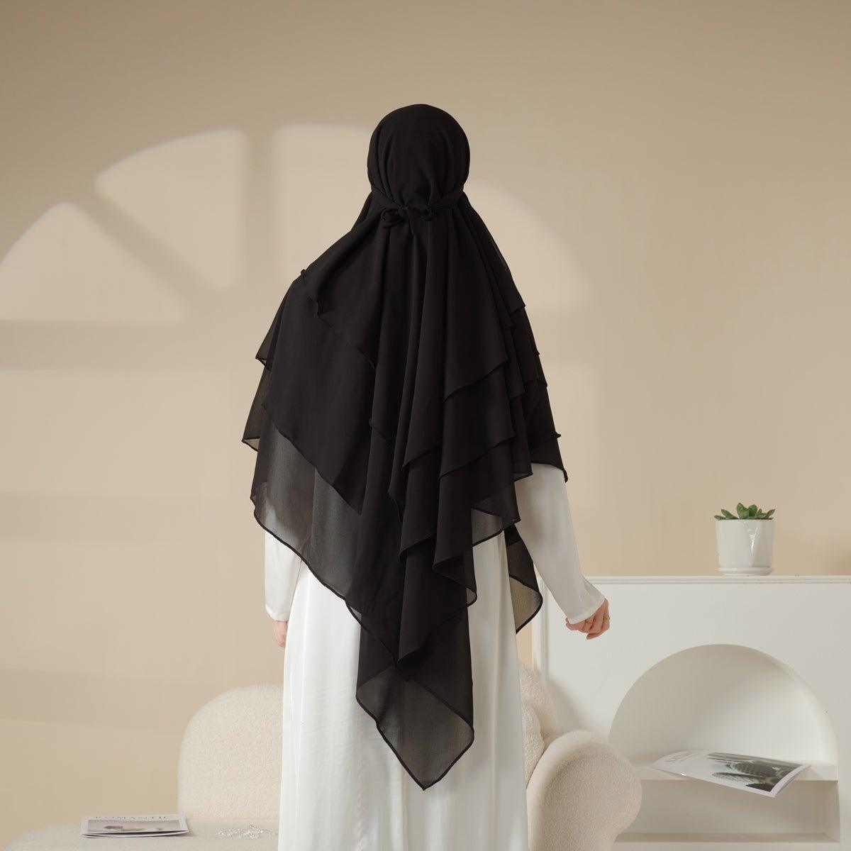 Mariam's Collection Mariam's Collection MK017 Scarf 3-Layer Long Khimar — construction detail