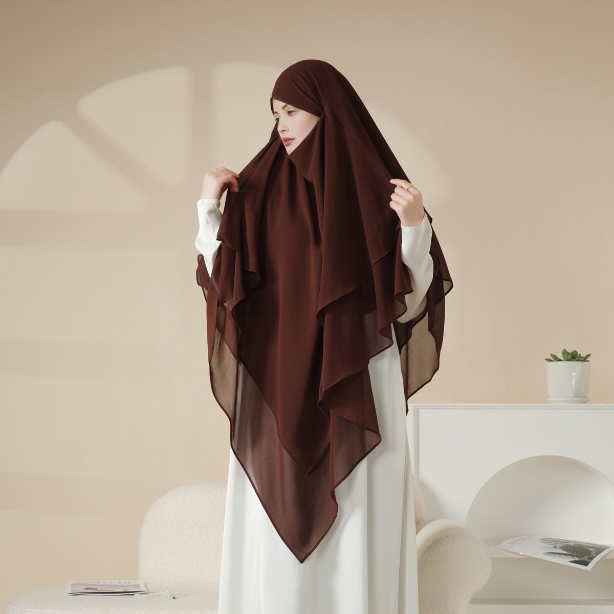 Mariam's Collection Mariam's Collection MK017 Scarf 3-Layer Long Khimar — detail shot 10