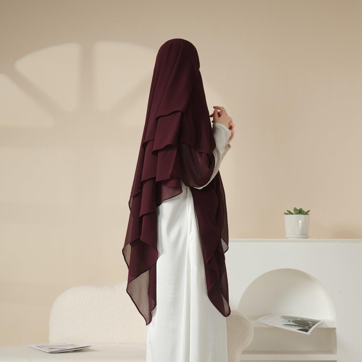 Mariam's Collection Mariam's Collection MK017 Scarf 3-Layer Long Khimar — Mariam's Collection branding close-up