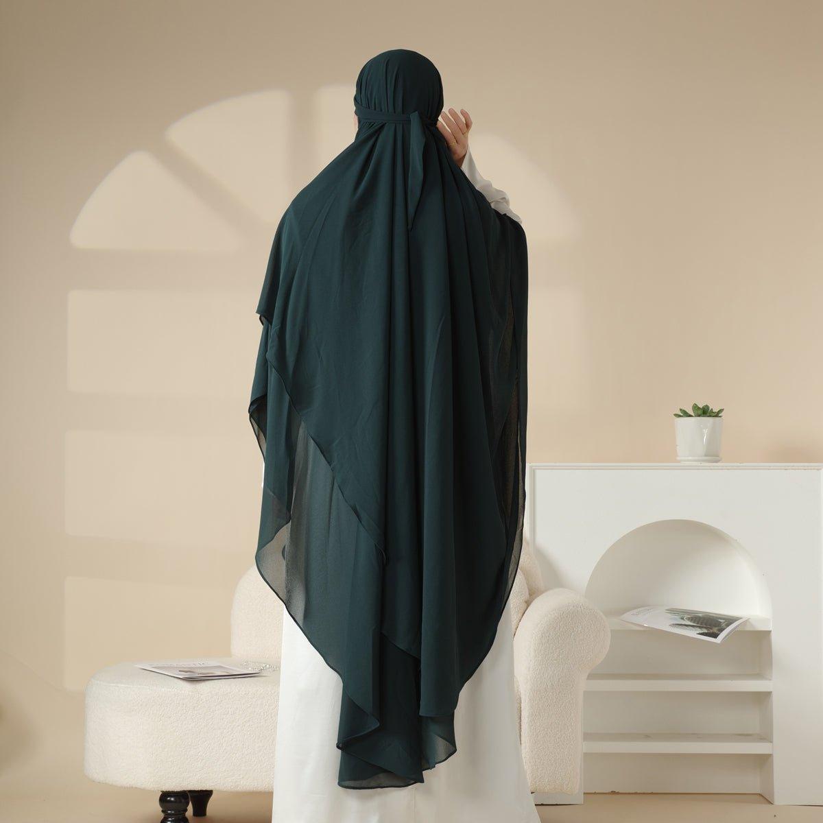 Mariam's Collection MK018 Chiffon Long Khimar  Double Layers Front and Back Khimar — comparison shot