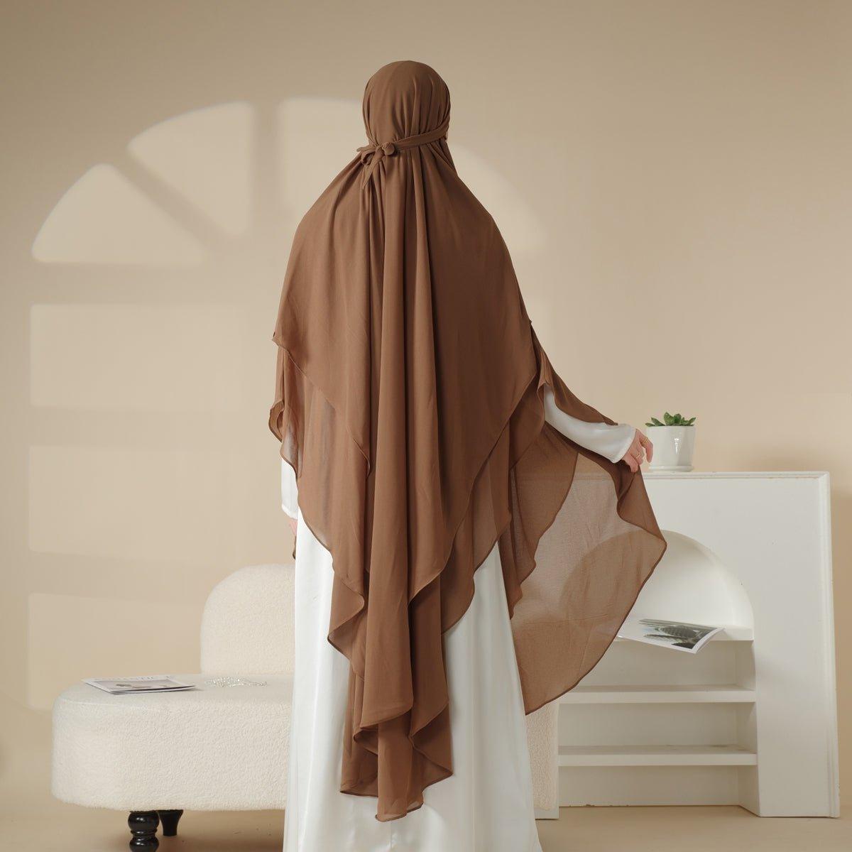 Mariam's Collection MK018 Chiffon Long Khimar  Double Layers Front and Back Khimar — detail shot 6