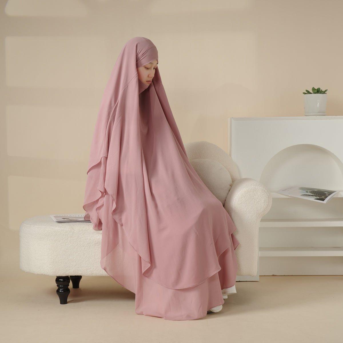 Mariam's Collection MK018 Chiffon Long Khimar  Double Layers Front and Back Khimar — detail shot 7
