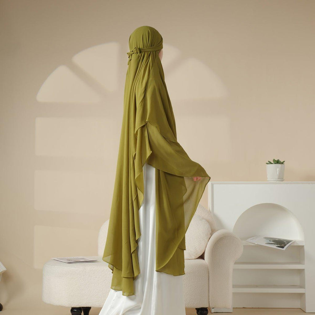 Mariam's Collection MK018 Chiffon Long Khimar  Double Layers Front and Back Khimar — product category context