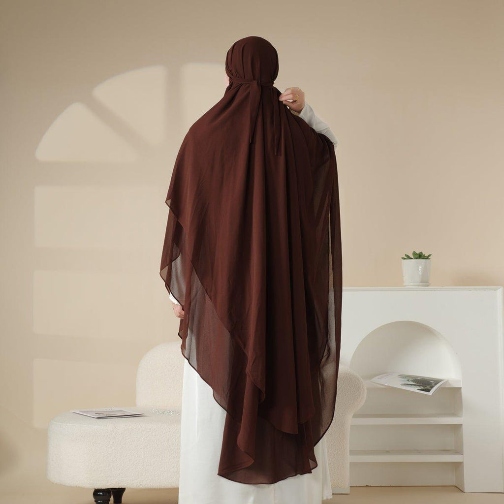 Mariam's Collection MK018 Chiffon Long Khimar  Double Layers Front and Back Khimar — detail shot 9