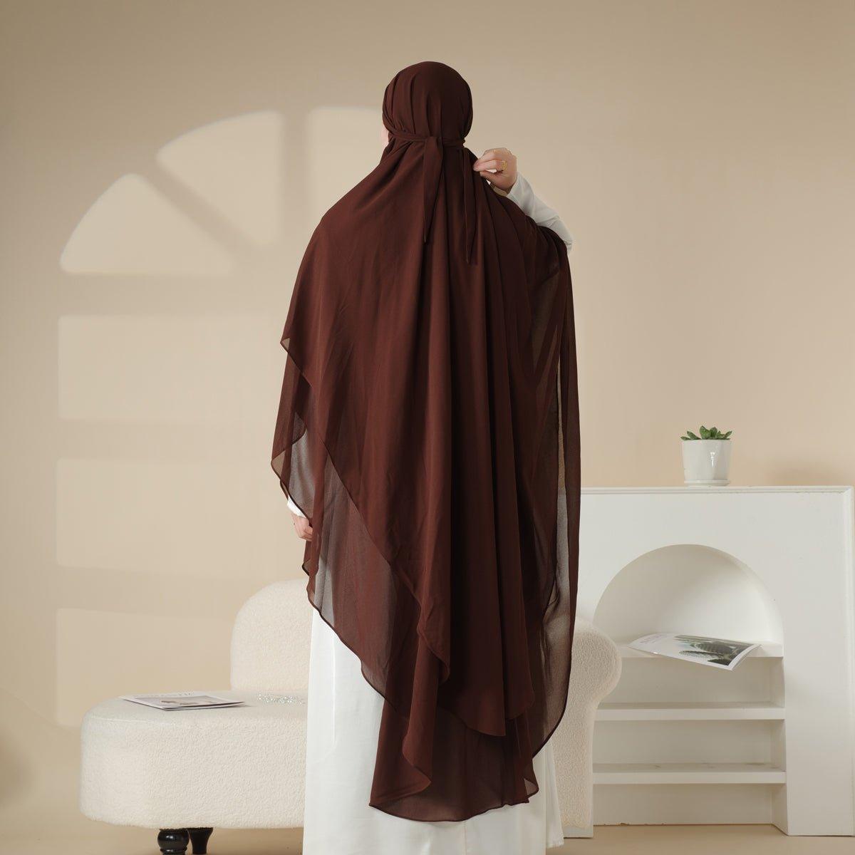 Mariam's Collection MK018 Chiffon Long Khimar  Double Layers Front and Back Khimar — detail shot 9