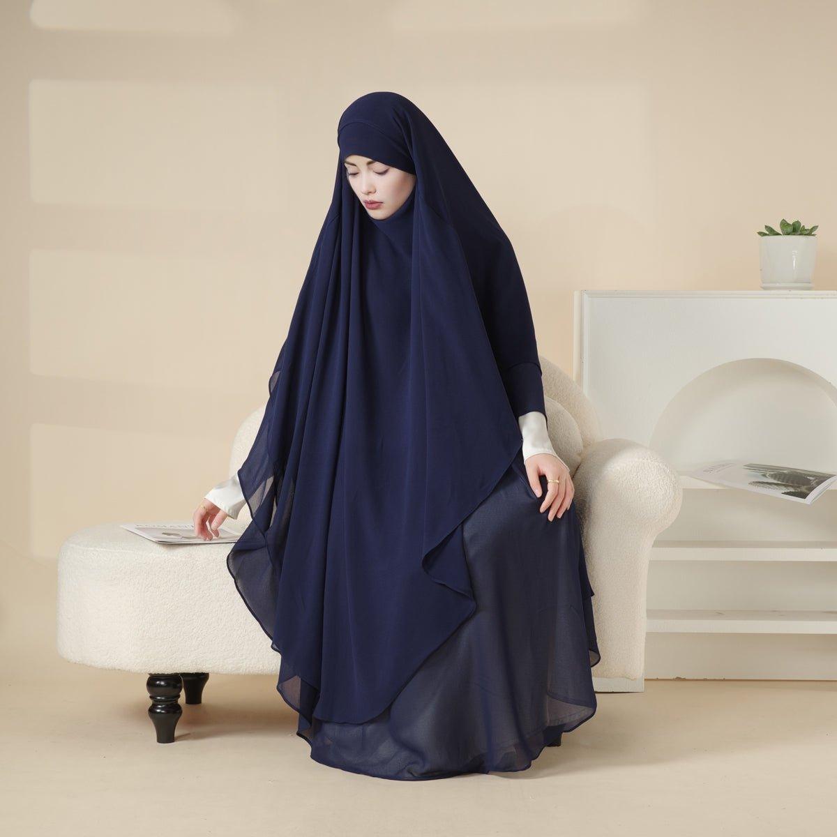 Mariam's Collection MK018 Chiffon Long Khimar  Double Layers Front and Back Khimar — fabric or material detail