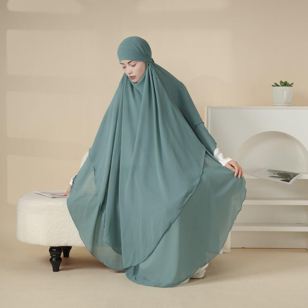 Mariam's Collection MK018 Chiffon Long Khimar  Double Layers Front and Back Khimar — main product shot