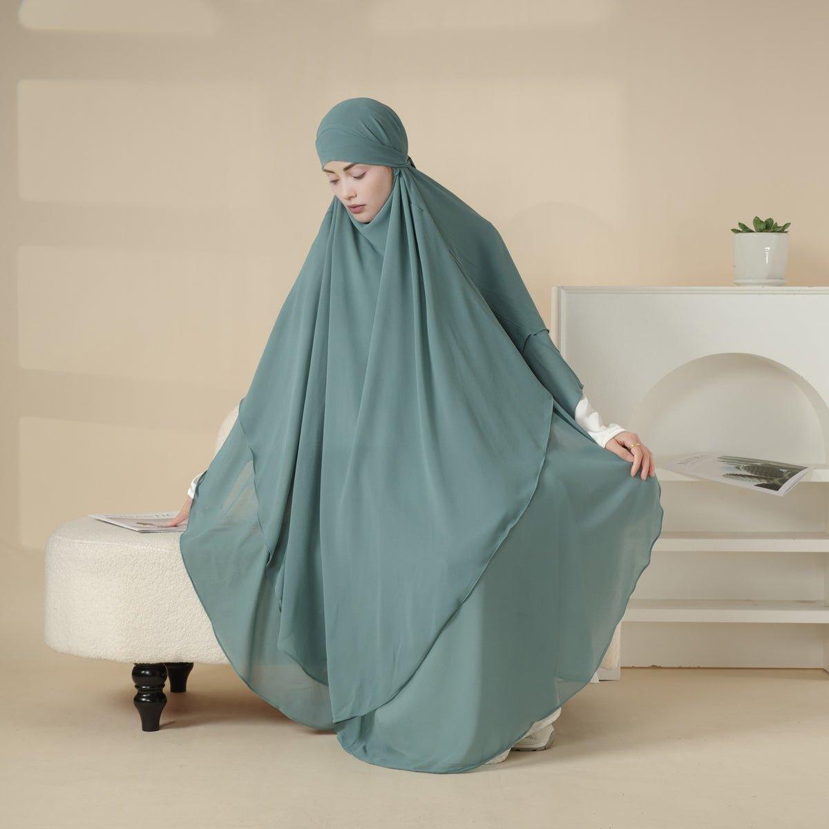 Mariam's Collection MK018 Chiffon Long Khimar  Double Layers Front and Back Khimar — main product shot