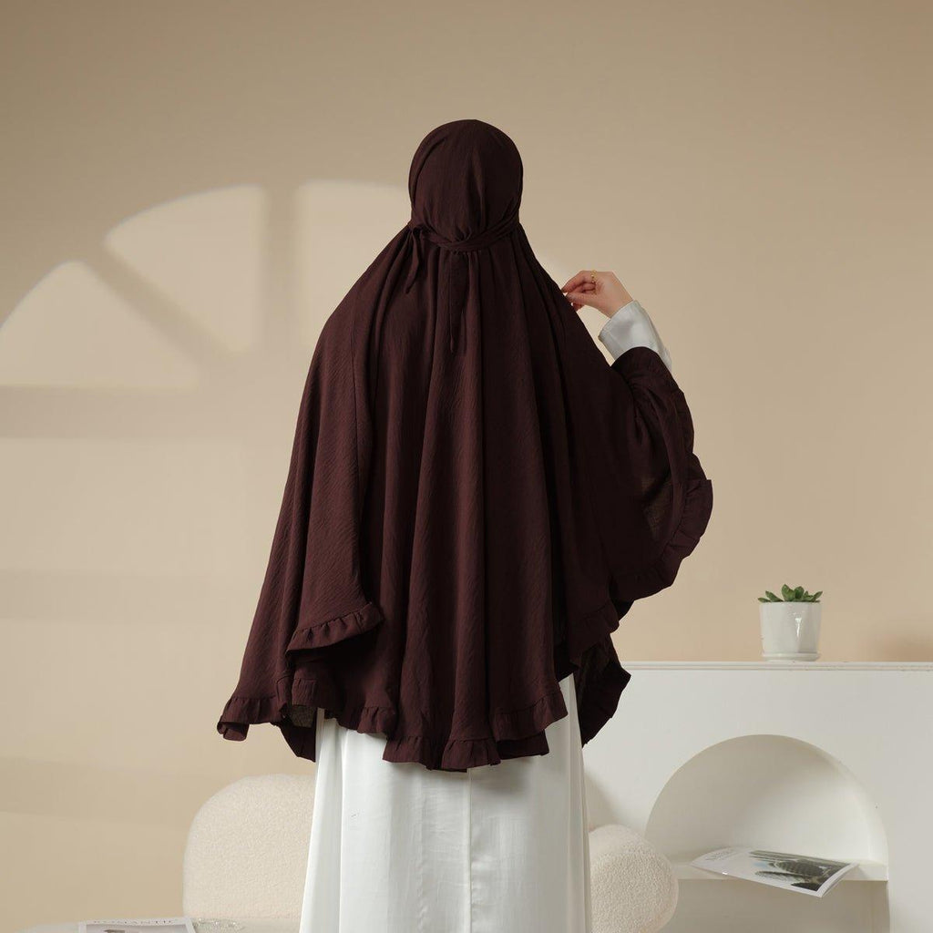 Mariam's Collection Mariam's Collection MK019 Ruffled Solid Elastic Long Shawl Khimar — detail shot 7