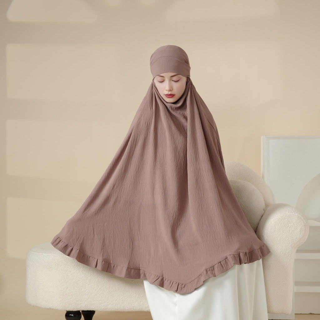 Mariam's Collection Mariam's Collection MK019 Ruffled Solid Elastic Long Shawl Khimar — product category context