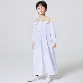 MKB001 MKB Boys' Patchwork Stand-up Collar Button Thobe