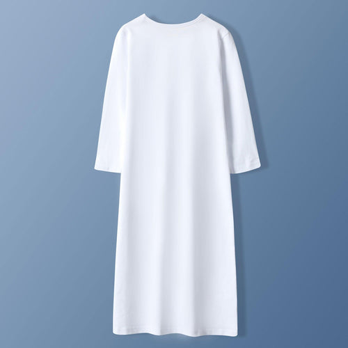 MKB009 Kids Round Neck Simple White Thobe
