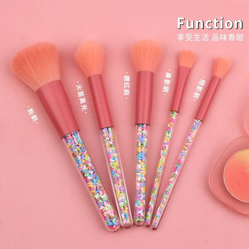 Mariam's Collection Mariam's Collection MMU026 makeup brushes set in candy color — construction detail