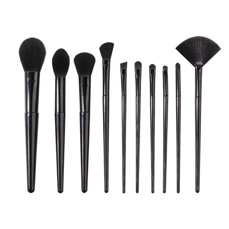 Mariam's Collection Mariam's Collection MMU032 entry-level 10 pcs Makeup Brushes Black Set — Black detail