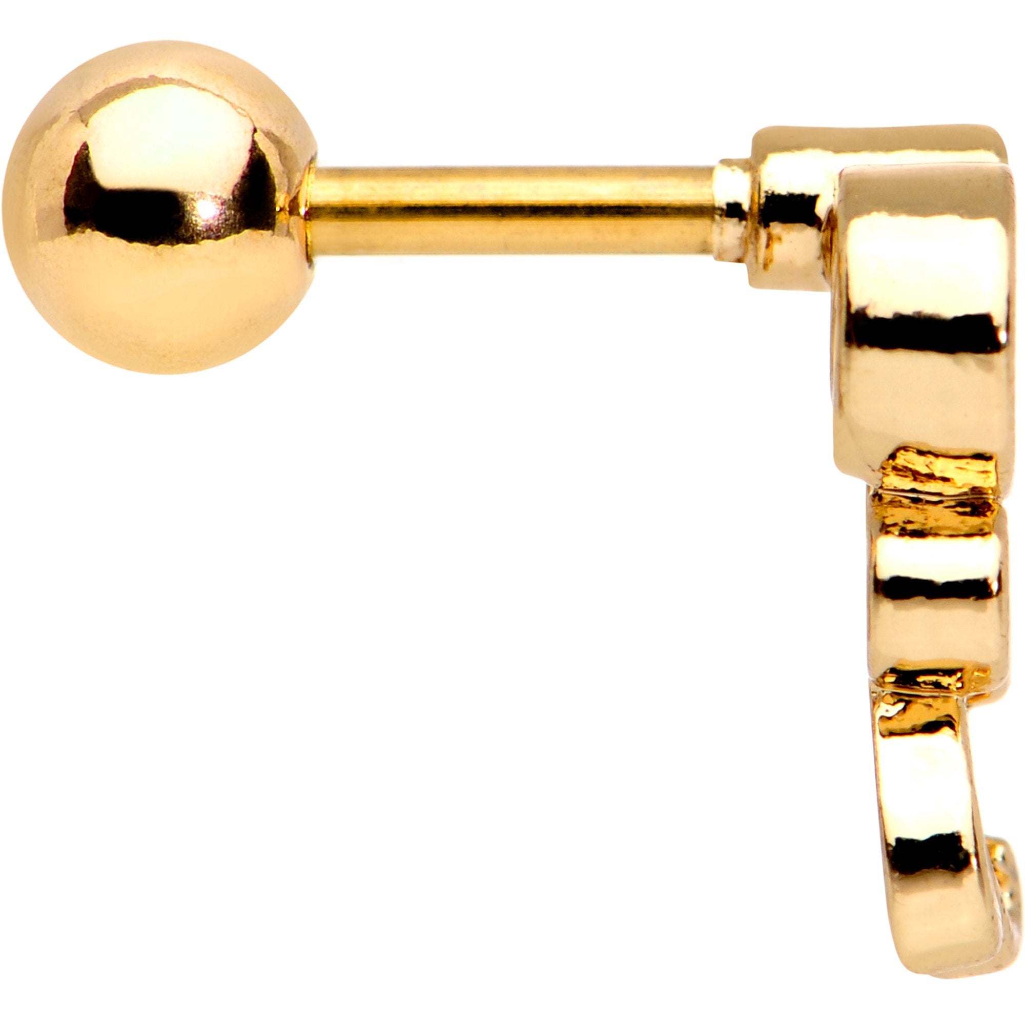 BodyCandy Clear CZ Gem Gold Tone Anodized Sassy Swirl Cartilage Tragus Earring — lifestyle context