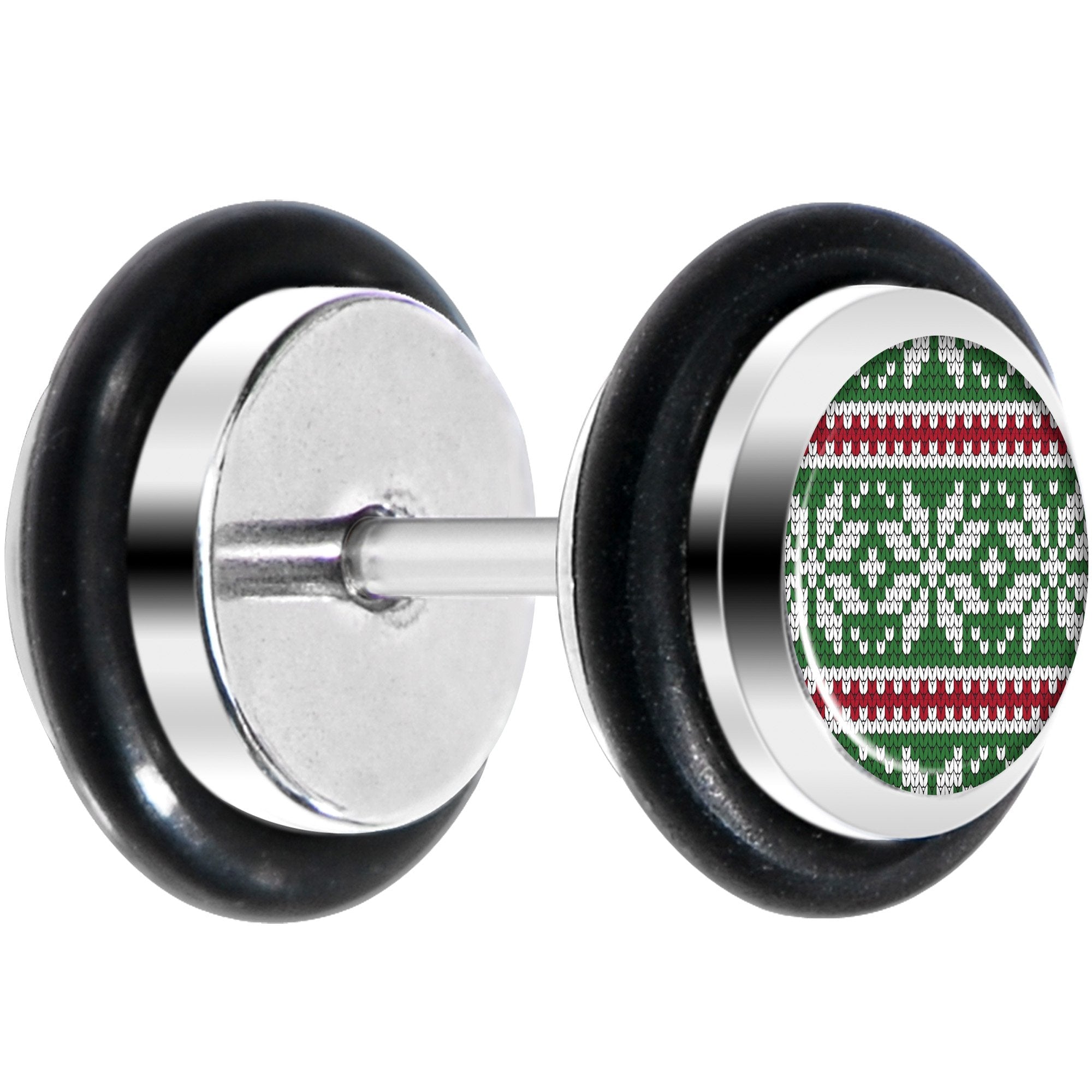 BodyCandy Green Red Christmas Sweater Cheater Plug Set — detail close-up