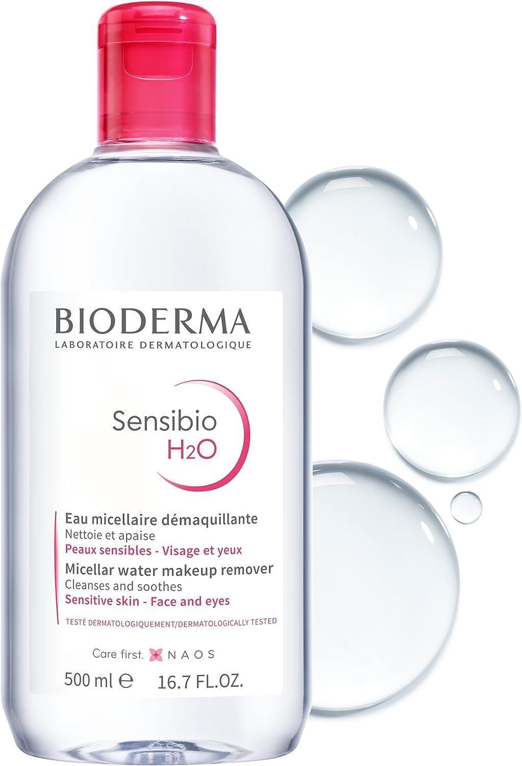 Bioderma Sensibio H2O Micellar Makeup Remover for Sensitive Skin - Gentle, Dermatologically Tested, 16.91 fl oz