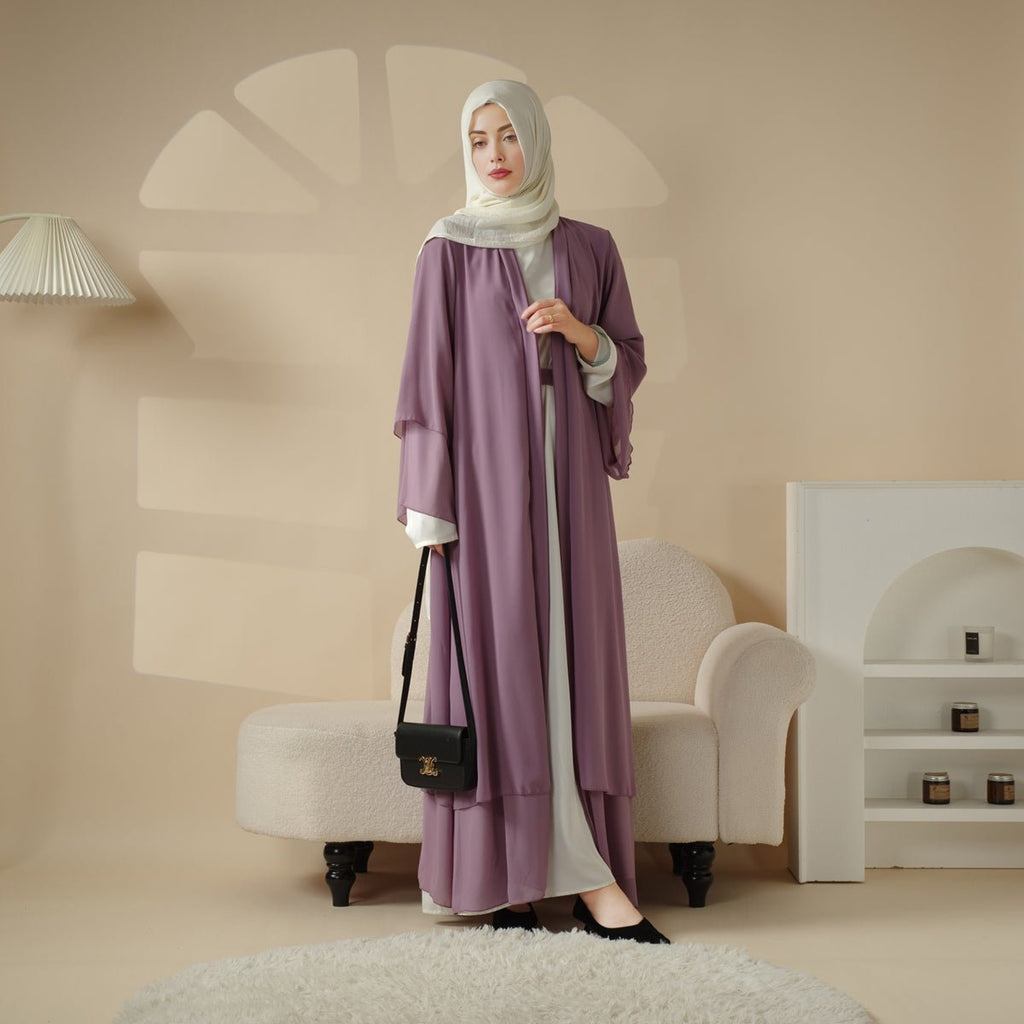 Mariam's Collection Mariam's Collection Stylish Chiffon Muslim Set Abaya (MOA008) — construction detail
