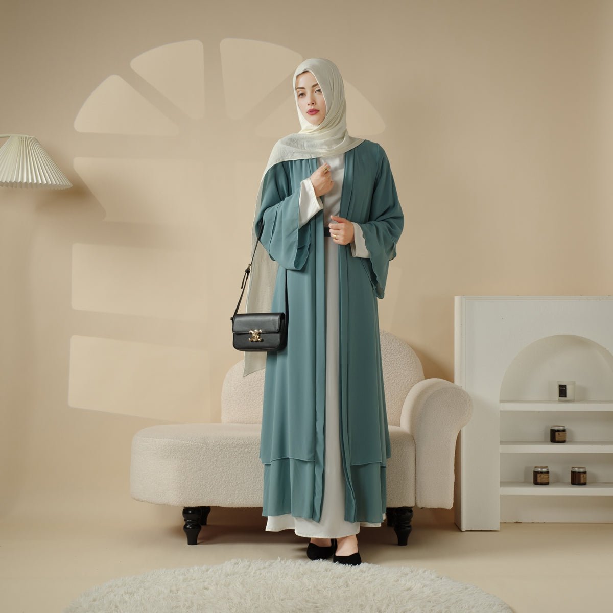 Mariam's Collection Mariam's Collection Stylish Chiffon Muslim Set Abaya (MOA008) — Mariam's Collection branding close-up