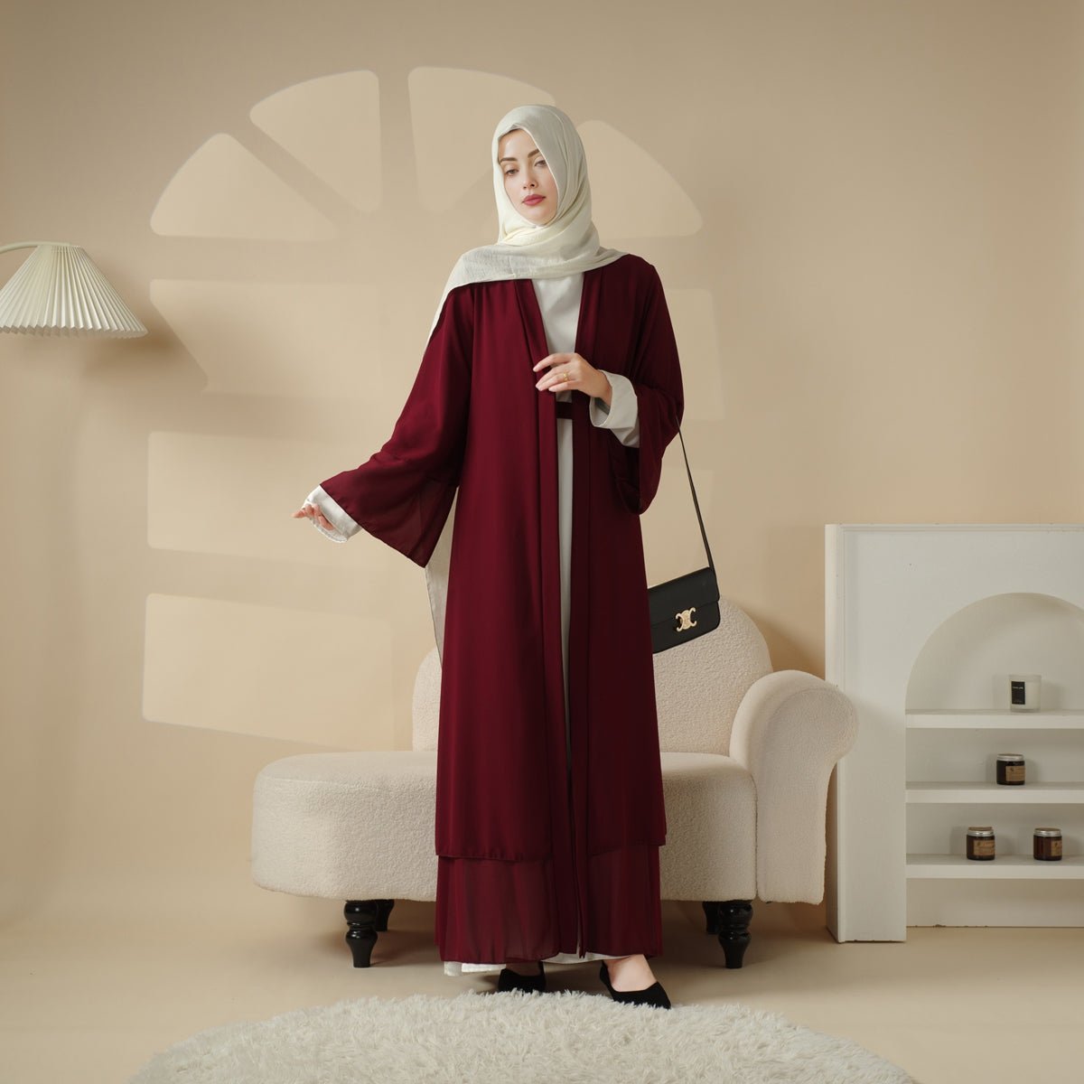 Mariam's Collection Mariam's Collection Stylish Chiffon Muslim Set Abaya (MOA008) — detail shot 6
